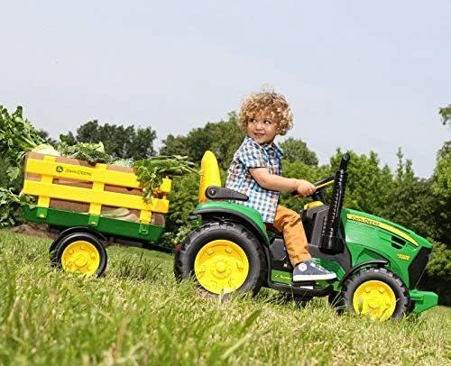 Traktorius Peg Perego John Deere Power Pull akumuliatorius su priekaba