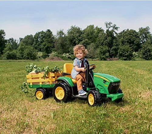 Traktorius Peg Perego John Deere Power Pull akumuliatorius su priekaba