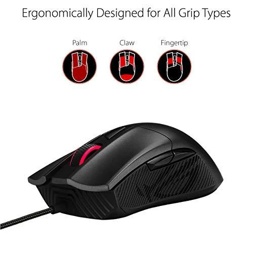 Optinė laidinė pelė Asus ROG Gladius II Core, 6 200-dpi/Omron switches with 50-million-click durability/lightweight - 92,5 g/Aura Sync