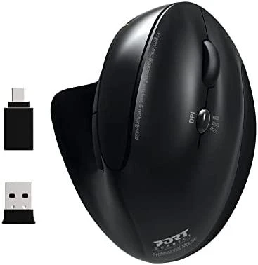 PORT DESIGNS | Rechargeable Ergonomic Pelė | 900706-BT | Optinė | Wireless | 2.4 GHz Wireless via USB Dongle | Juodas | 3 year(s)