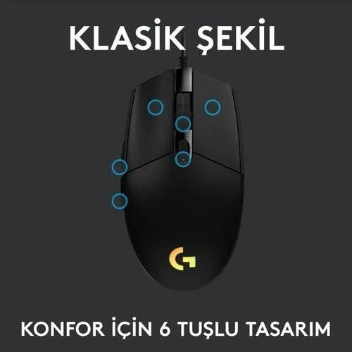 LOGITECH G102 LIGHTSYNC Pelė su laidu žaidimams - Mėlynas - USB - EER