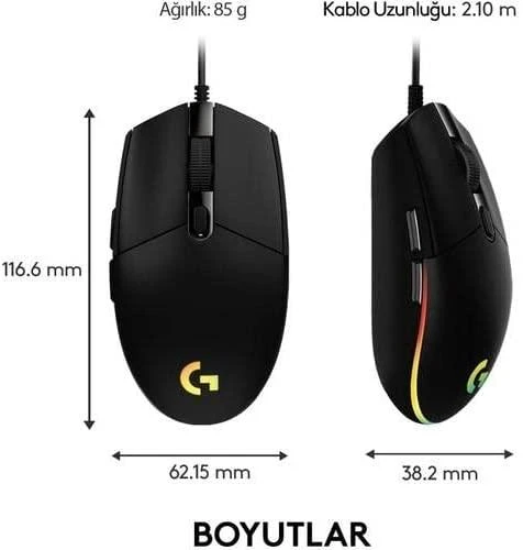 LOGITECH G102 LIGHTSYNC Pelė su laidu žaidimams - Mėlynas - USB - EER