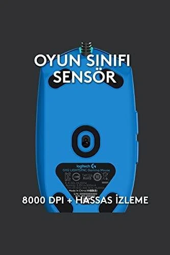 LOGITECH G102 LIGHTSYNC Pelė su laidu žaidimams - Mėlynas - USB - EER