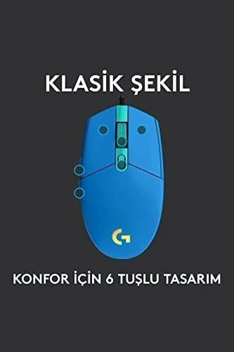 LOGITECH G102 LIGHTSYNC Pelė su laidu žaidimams - Mėlynas - USB - EER