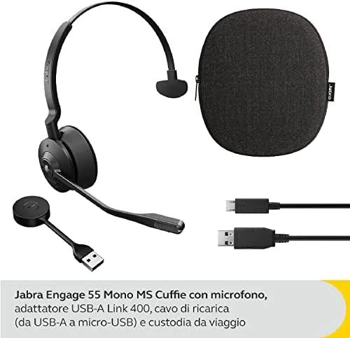 Jabra Engage 55 MS, ausinės (juodas, USB-A, mono)