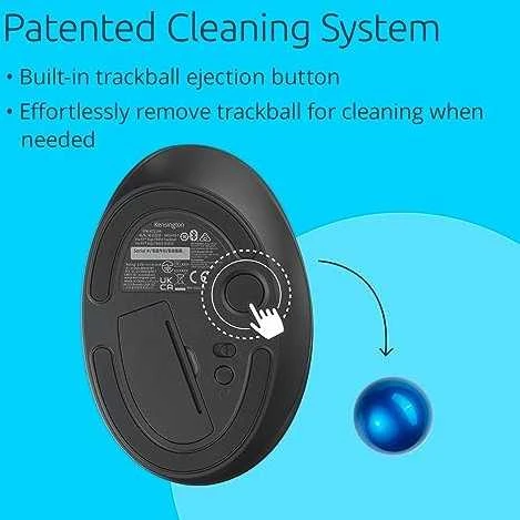 Kensington ProFit Ergo TB450 Trackball Belaidė pelė, RF belaidė + Bluetooth, 1600 DPI, Juodas/Mėlyna