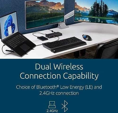 Kensington ProFit Ergo TB450 Trackball Belaidė pelė, RF belaidė + Bluetooth, 1600 DPI, Juodas/Mėlyna
