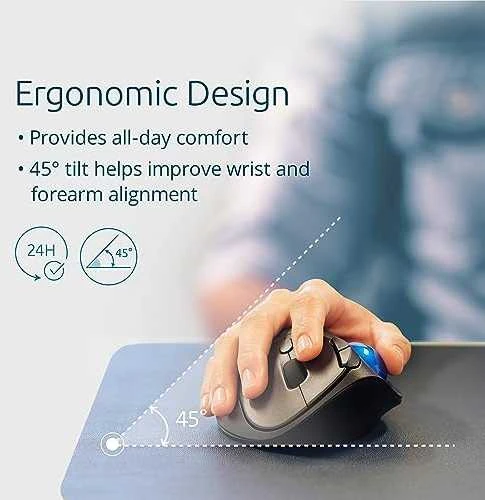 Kensington ProFit Ergo TB450 Trackball Belaidė pelė, RF belaidė + Bluetooth, 1600 DPI, Juodas/Mėlyna