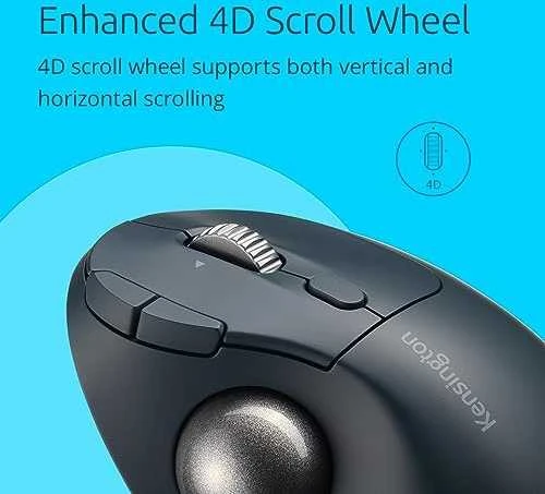 Kensington ProFit Ergo TB550 Trackball Belaidė pelė, RF belaidė + Bluetooth, 1600 DPI, Juodas/Pilkas
