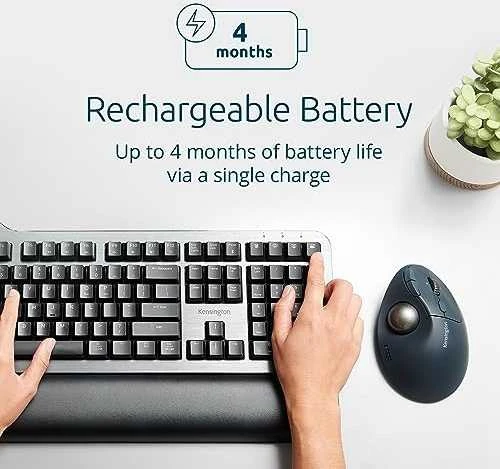Kensington ProFit Ergo TB550 Trackball Belaidė pelė, RF belaidė + Bluetooth, 1600 DPI, Juodas/Pilkas