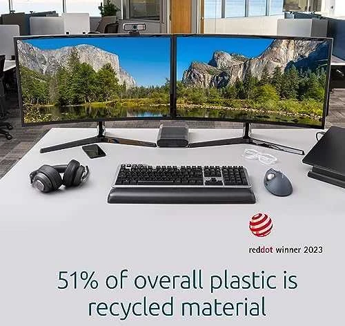 Kensington ProFit Ergo TB550 Trackball Belaidė pelė, RF belaidė + Bluetooth, 1600 DPI, Juodas/Pilkas