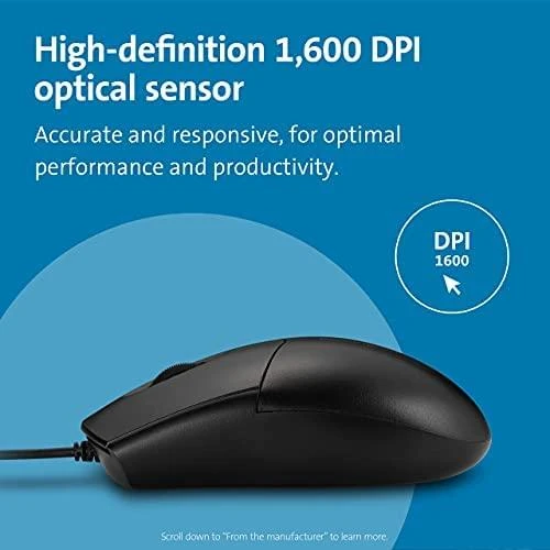 Kensington Pro Fit Washable Laidinė pelė USB-A 1600 DPI, Juoda
