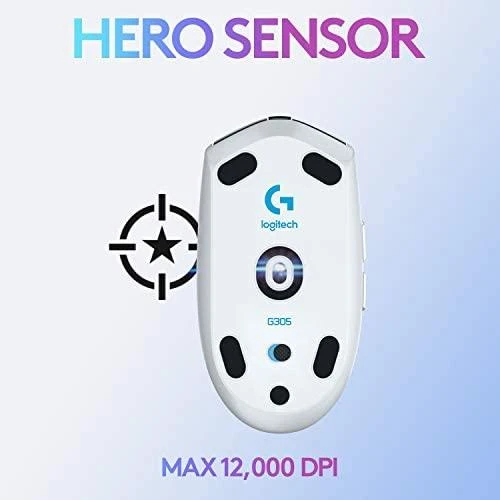 Belaidė žaidimų pelė Logitech G305 Hero, Lightspeed, Balta