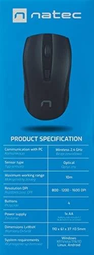 NATEC Optinė belaidė pelė Jay 2 1600DPI juodas