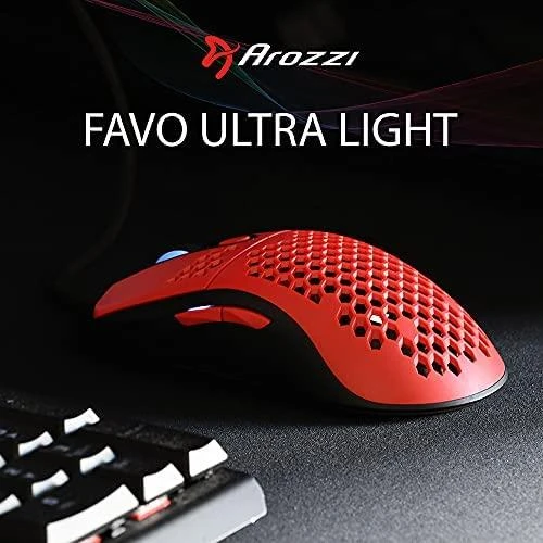 Arozzi Favo Ultra Light Pelė žaidimams, RGB LED light, Raudona/Juodas, Pelė žaidimams