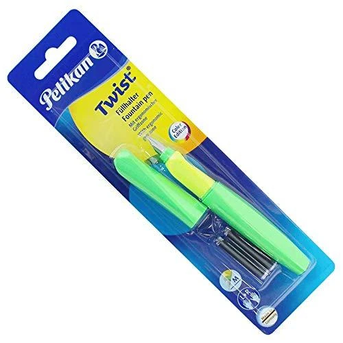 Pelikan Twist P457 M Neon žalia plunksnakočiai + 2 kasetės