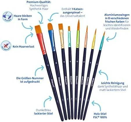 Pelikan Sintetinių teptukų rinkinys 8vnt