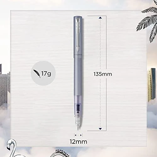 Parker Vector XL metalinis sidabrinis mėlynas CC rašiklis M