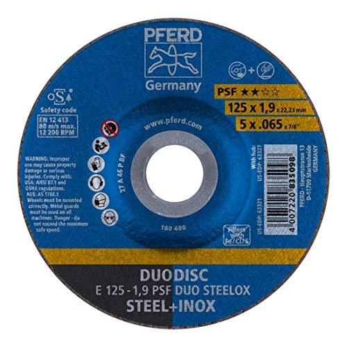 Pjovimo ir šlifavimo diskas PFERD E125-1,9 A46 P PSF DUO Steelox