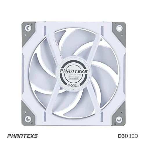 PHANTEKS D30 PWM reguliarus oro srautas D-RGB, 3 pakuotės - 120 mm, balta