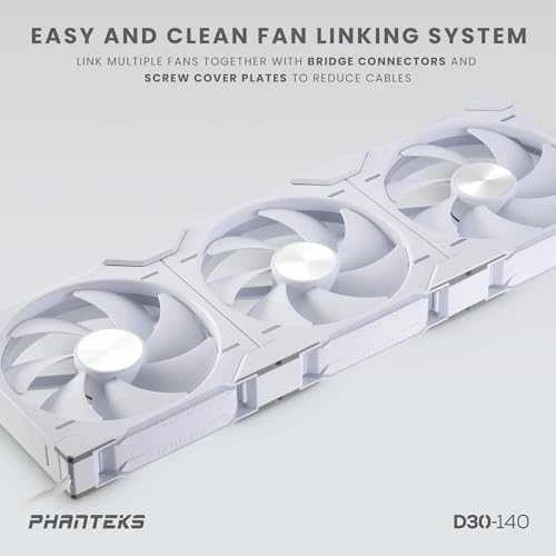 Phanteks D30 PWM Regular Airflow, D-RGB korpuso ventiliatorius, 3-pack – 140mm, baltos spalvos
