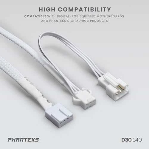 Aušintuvas Phanteks D30-140 PWM DRGB PWM Triple Fan Pack, baltos spalvos