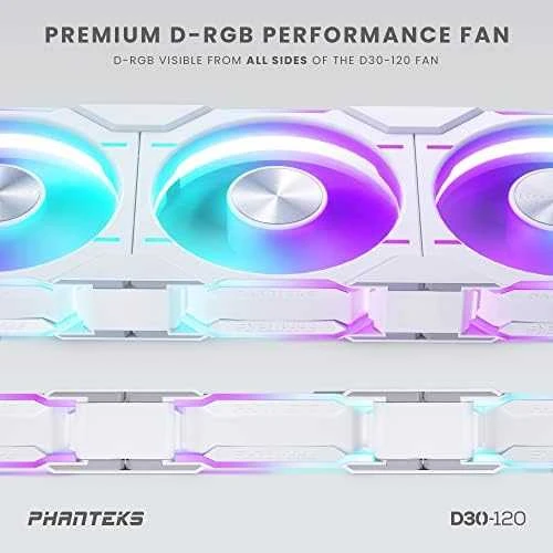 PHANTEKS D30 PWM Atbulinis oro srautas D-RGB - 120mm, balta