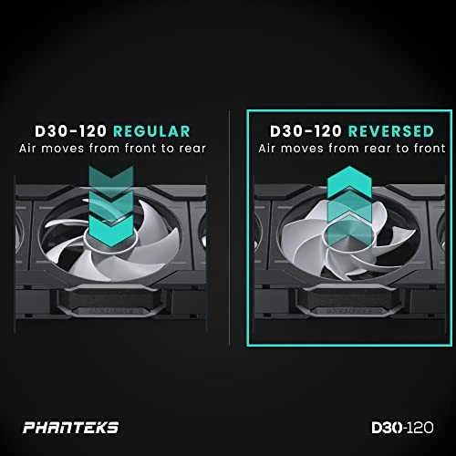 PHANTEKS D30 oro srauto krypties palyginimo schema