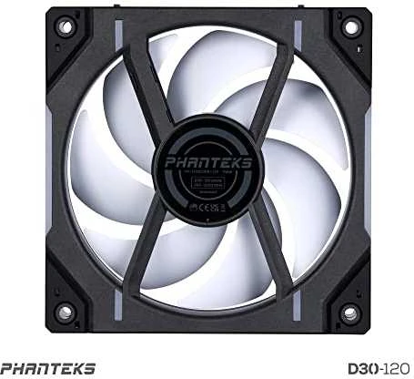 PHANTEKS D30 PWM Reverse Airflow D-RGB, 3-pack - 120mm, juoda