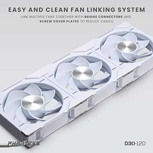 PHANTEKS D30 PWM Atbulinis oro srautas D-RGB - 120mm, balta