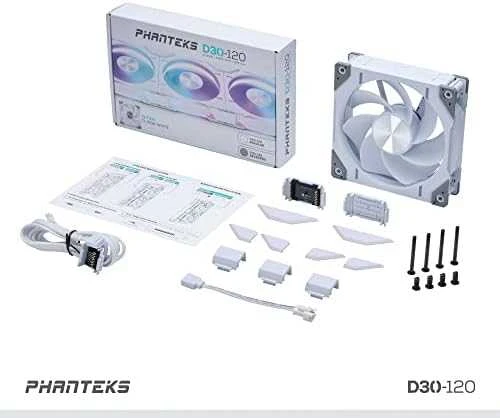 PHANTEKS D30 PWM Atbulinis oro srautas D-RGB - 120mm, balta