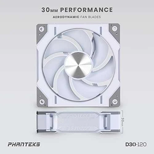 PHANTEKS D30 PWM Atbulinis oro srautas D-RGB - 120mm, balta