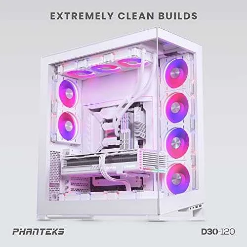 PHANTEKS D30 PWM Atbulinis oro srautas D-RGB - 120mm, balta