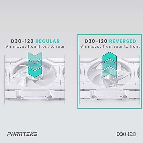 PHANTEKS D30 PWM Atbulinis oro srautas D-RGB - 120mm, balta
