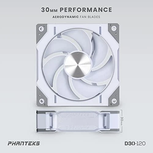 PHANTEKS D30 PWM atvirkštinis oro srautas D-RGB, 3 pakuotės - 120 mm, balta