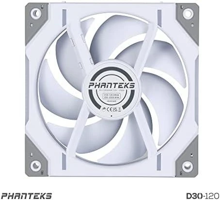 PHANTEKS D30 PWM atvirkštinis oro srautas D-RGB, 3 pakuotės - 120 mm, balta