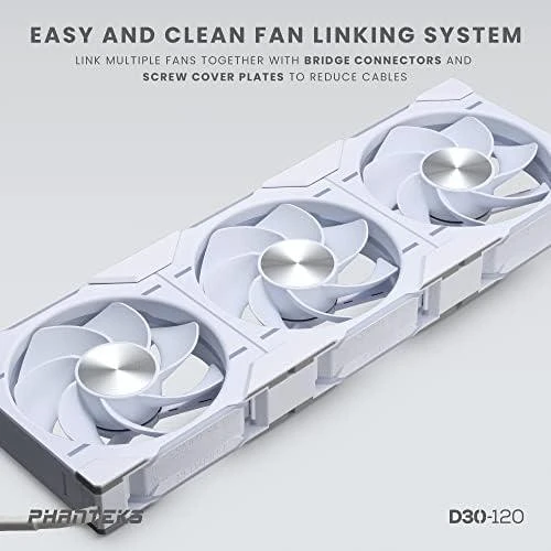 PHANTEKS D30 PWM atvirkštinis oro srautas D-RGB, 3 pakuotės - 120 mm, balta