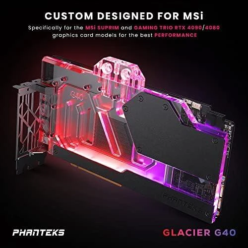 PHANTEKS Glacier G40 RTX 4090 vandens blokas su galine plokšte, skirtas MSI, D-RGB & juodas