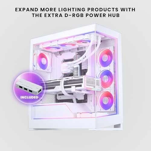 „Phanteks NV5 Premium DRGB“ rinkinys + maitinimo šakotuvas, 3 išoriniam rėmui, 1 pagrindinės plokštės kabelio dangtelis – baltos spalvos