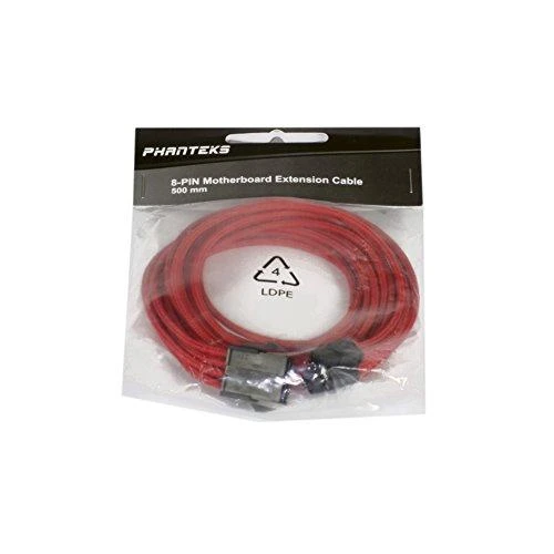 PHANTEKS 8-Pin EPS12V Extension 50cm – sleeved raudonos spalvos