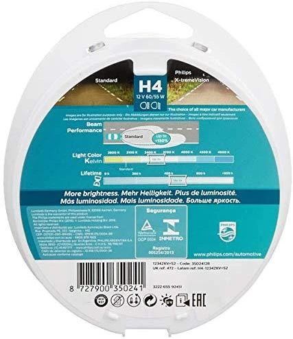 Philips X-tremeVision 12342XVS2 automobilio lemputė H4 60 W Halogenas