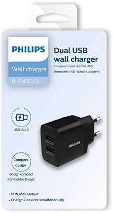 Philips DLP2620/12 USB 17W | 2.4A Juodas