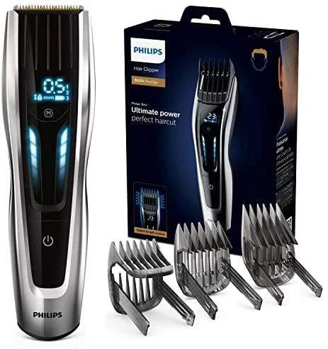 „Philips“ serijos 9000 plaukų kirpimo mašinėlė HC9450/15, titano peiliukai, 400 ilgio nustatymų, 120 min. veikia be laido / 1 val. įkrovimas