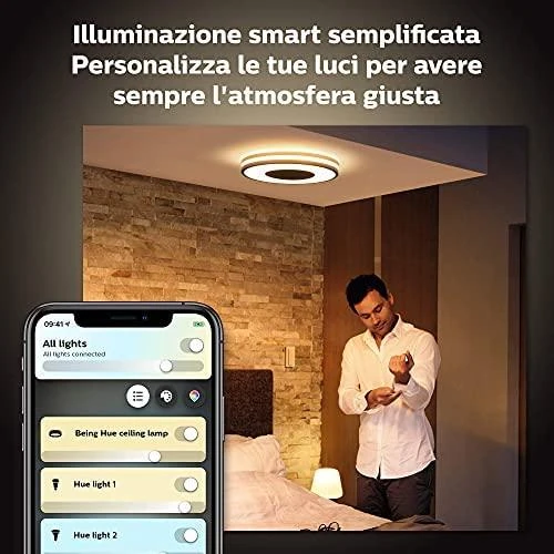 Lubinis šviestuvas Philips Hue Be baltos atmosferos išmanusis lubų šviestuvas, juodas