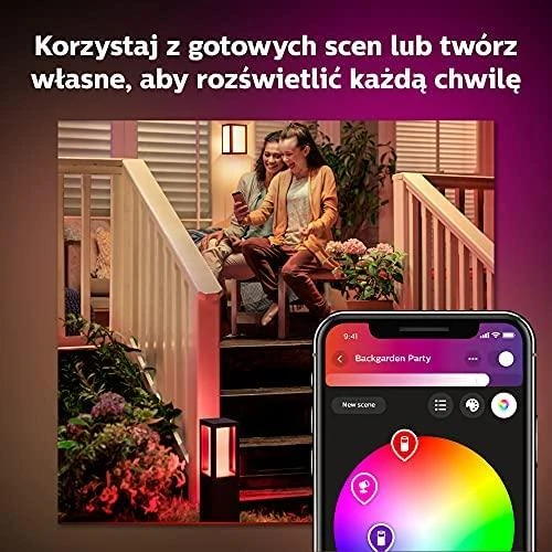 Philips Hue Impress stulpinis lauko šviestuvas (Baltas ir spalvotas)
