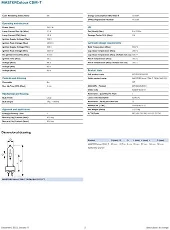 PHILIPS LEMPAS METALINIS HALODINIS IŠLYDŽIO LEMPUTĖ SU KERAMINIU DEGIKLIU MASTERC CDM-T 150 W942 G12 1 CT12