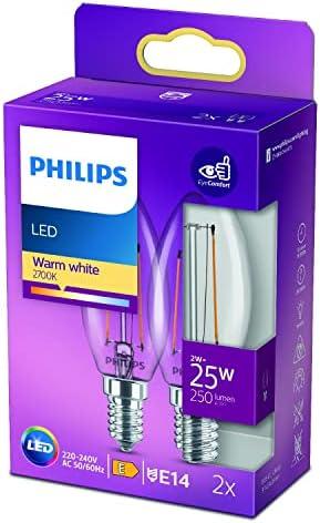 Philips LED žvakė E14 2 pak. 2W (25W) 2700K 250lm Vintage