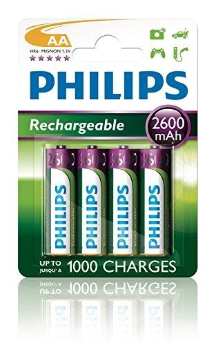 Philips AA 2600 mAh įkraunamos baterijos pakuotė
