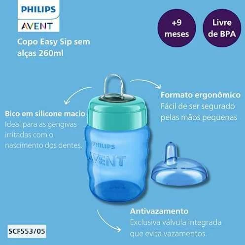 Philips AVENT 260 ml 9+ mėn. EASY SIP neišsipilanti gertuvė, mėlyna
