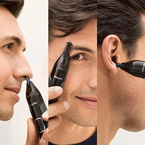 Philips series 3000 Patogi nosies, ausų ir antakių kirpimo mašinėlė NT3650/16 100 % atspari vandeniui, dvipusė apsaugos sistema